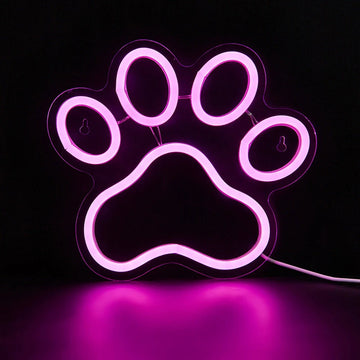 Różowa Piesza Łapa LED Neonowy Znak