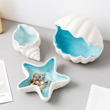 Ceramiczna taca na biżuterię w kształcie muszli