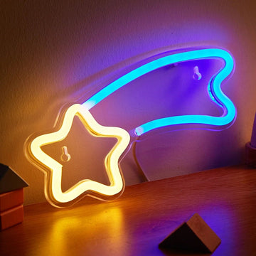 Neonowy napis na ścianę z LED z motywem spadającej gwiazdy