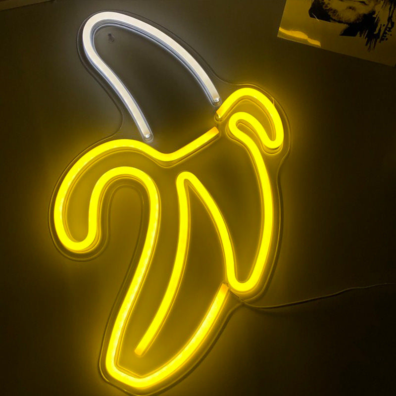 Neonowy znak ścienny z bananem