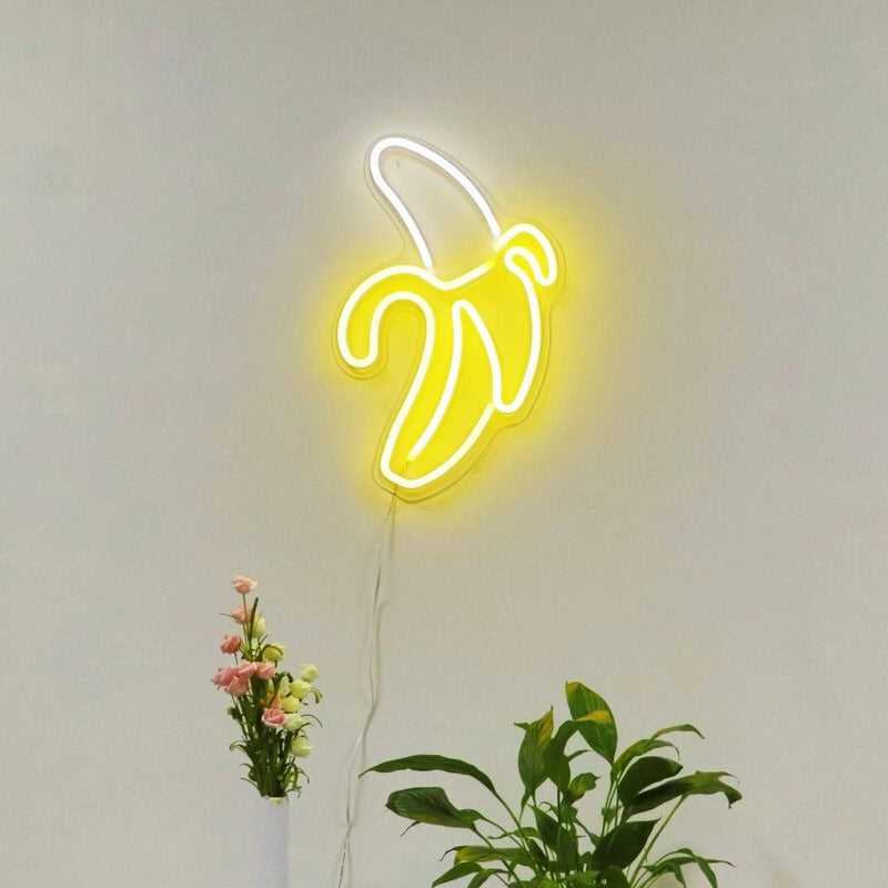 Neonowy znak ścienny z bananem