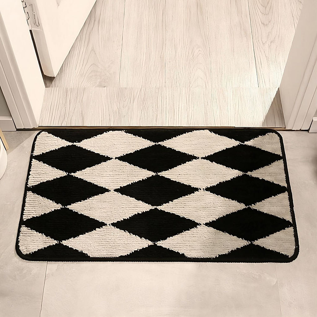 Dywanik ozdobny z wzorem argyle w czerni i bieli