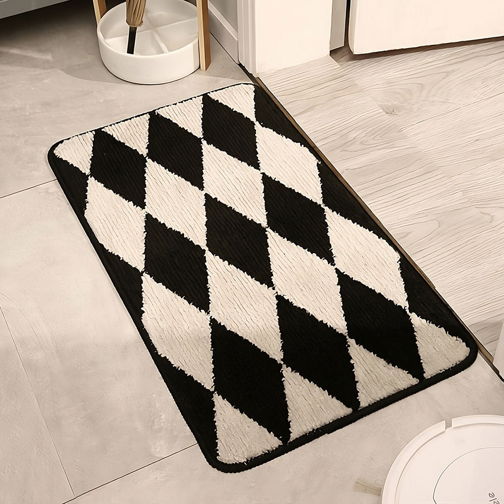 Dywanik ozdobny z wzorem argyle w czerni i bieli