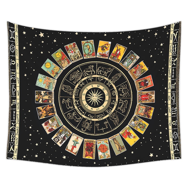 Czarny Tapestry z Kartami Tarota Mandala