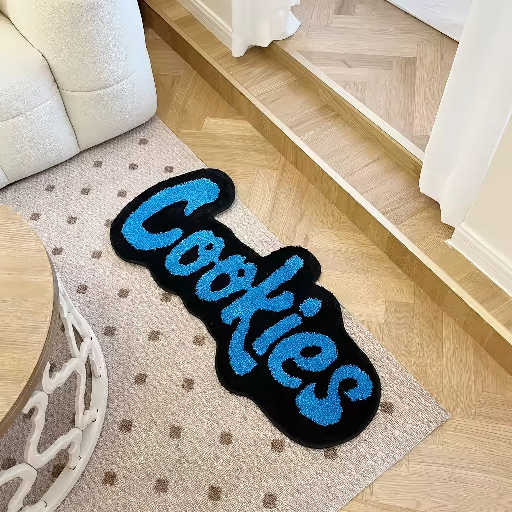 Granatowa dywanikowa wykładzina z wypustkami Blue Cookies