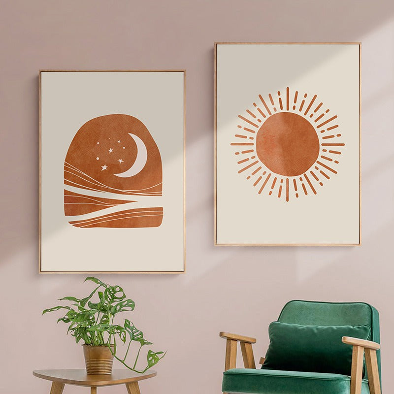 Plakaty na płótnie boho słońce i księżyc
