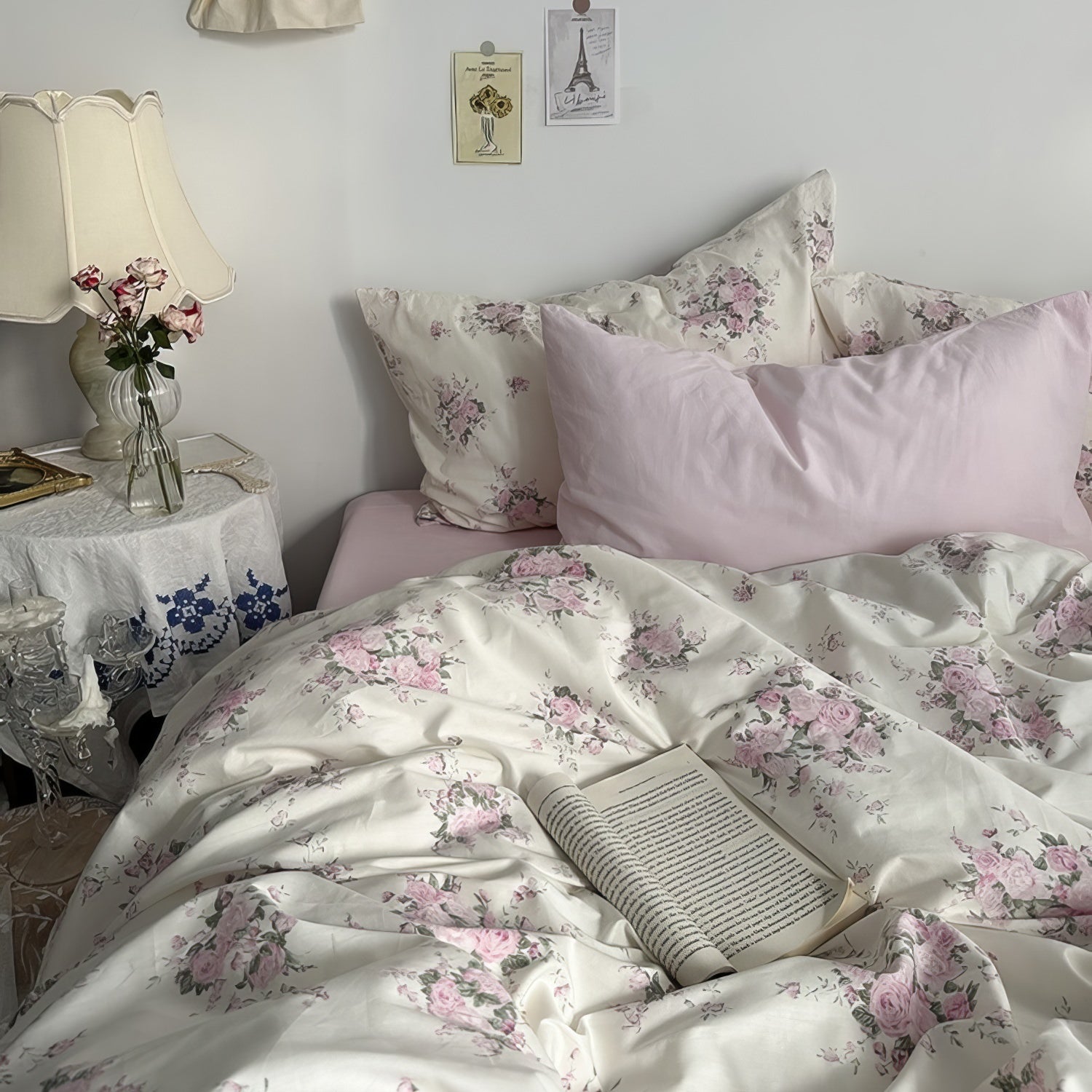 Zestaw pościeli z różami Pink Blooming Roses Coquette