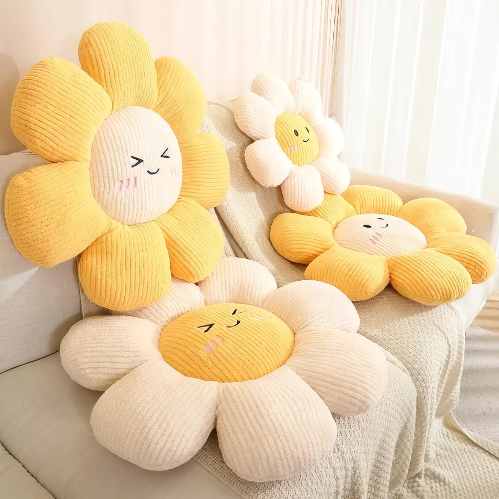 Kawaii Poduszka dekoracyjna z motywem kwiatu Daisy