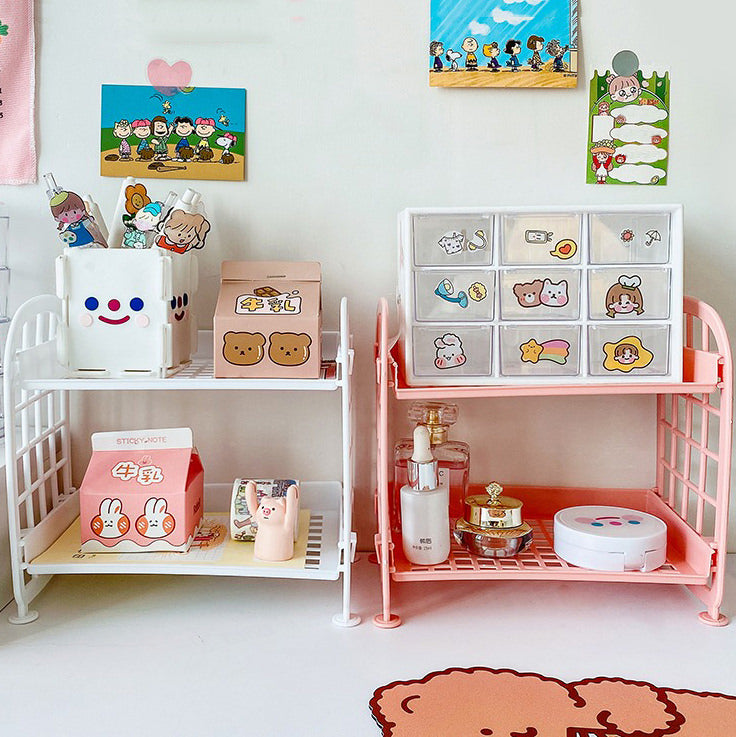 Dwupoziomowa półka na biurko Kawaii