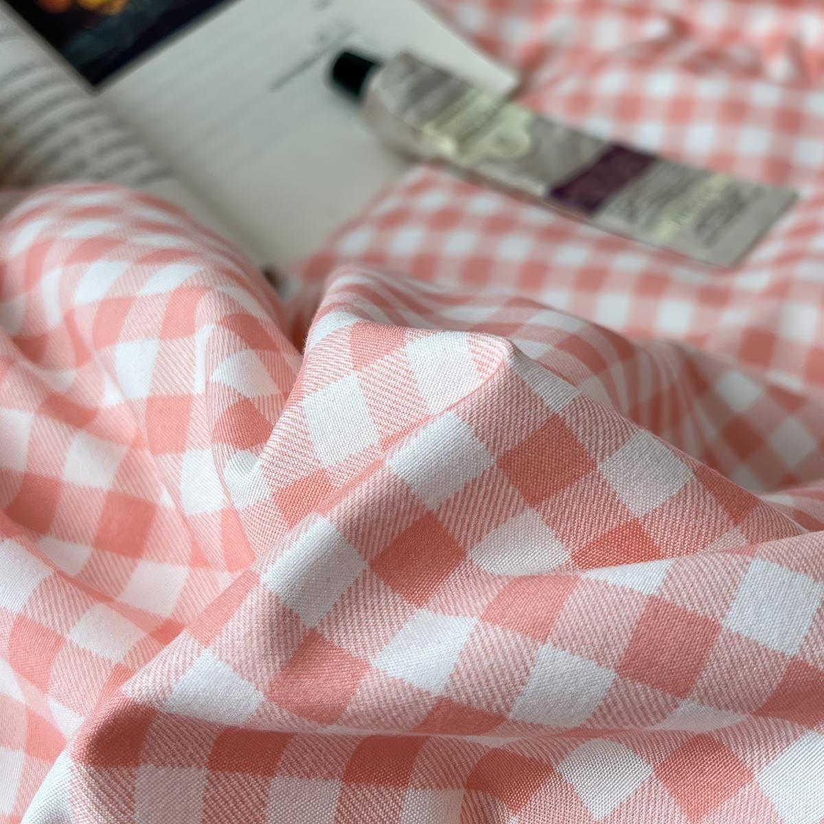 Zestaw pościeli w różowo-brązową kratę Peachy Pink