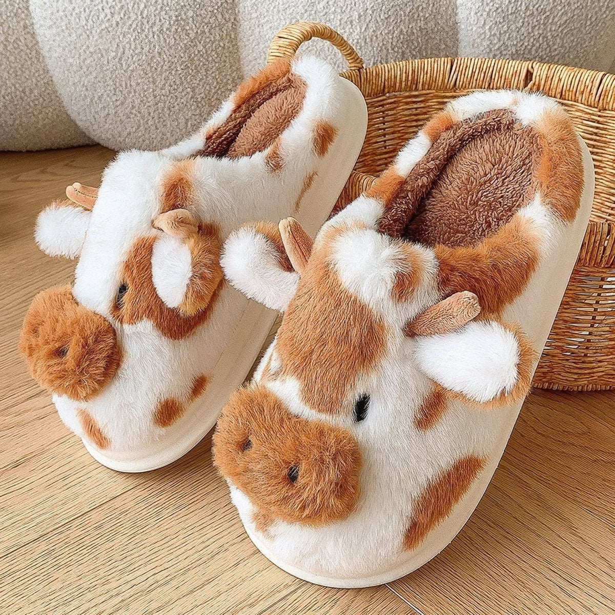 Moo Pluszowe Kapcie z Krówką