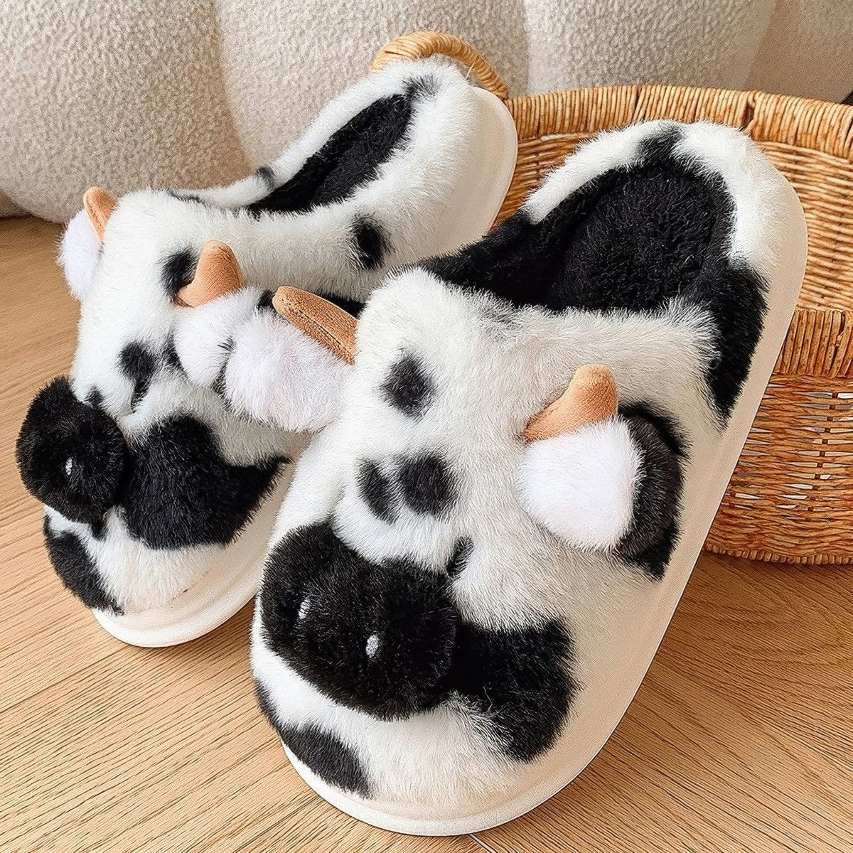 Moo Pluszowe Kapcie z Krówką