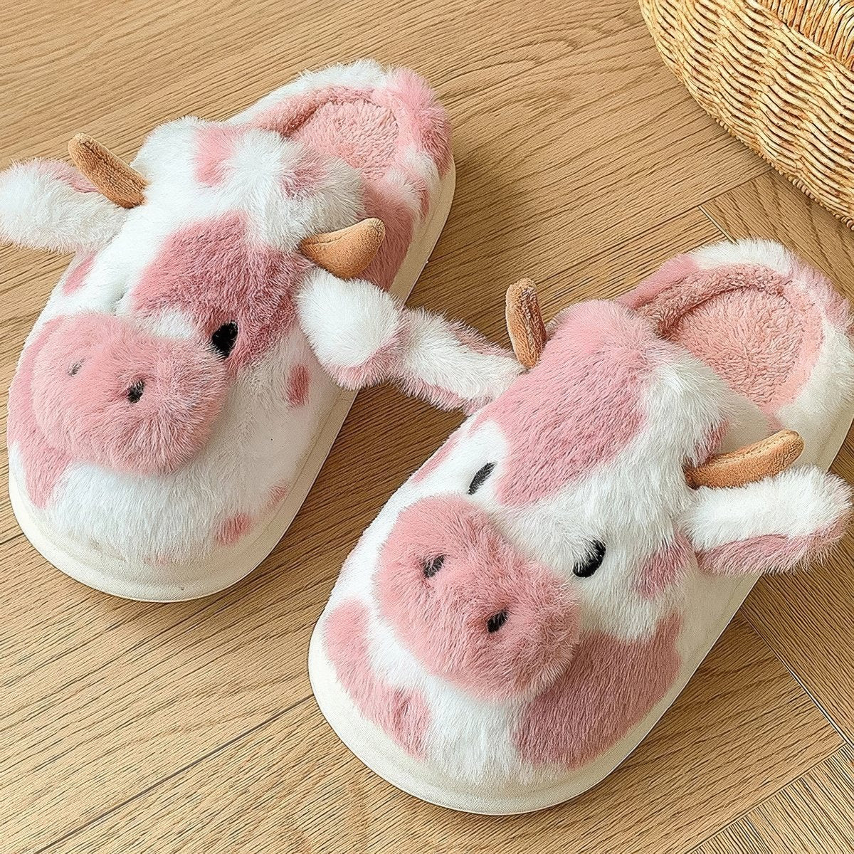 Moo Pluszowe Kapcie z Krówką