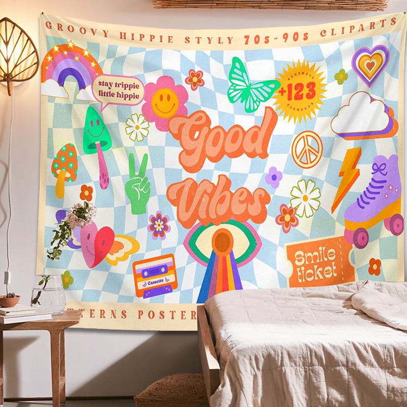 Plakat z w kratę Good Vibes