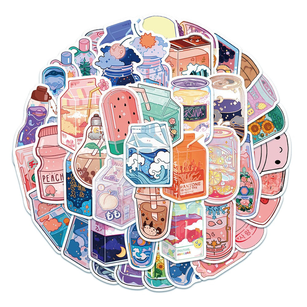Zestaw Naklejek Kawaii Beverages