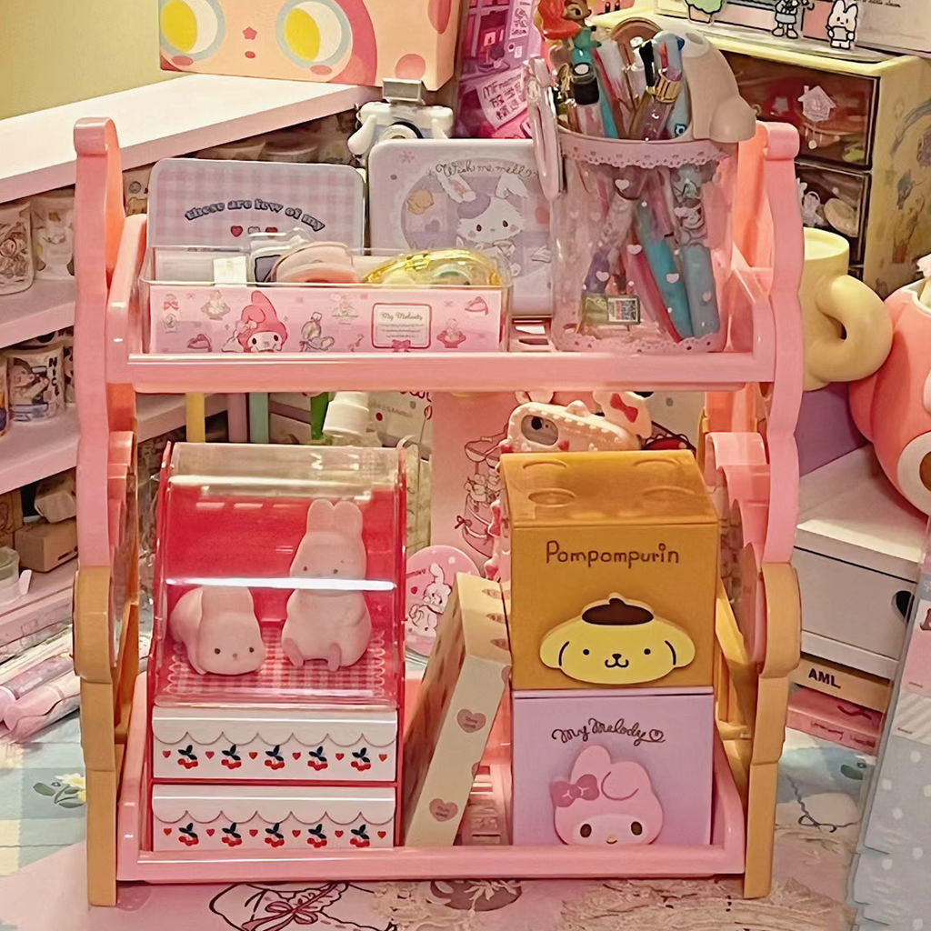 Kawaii Szafka na Biurko z Deszczem Lodowym