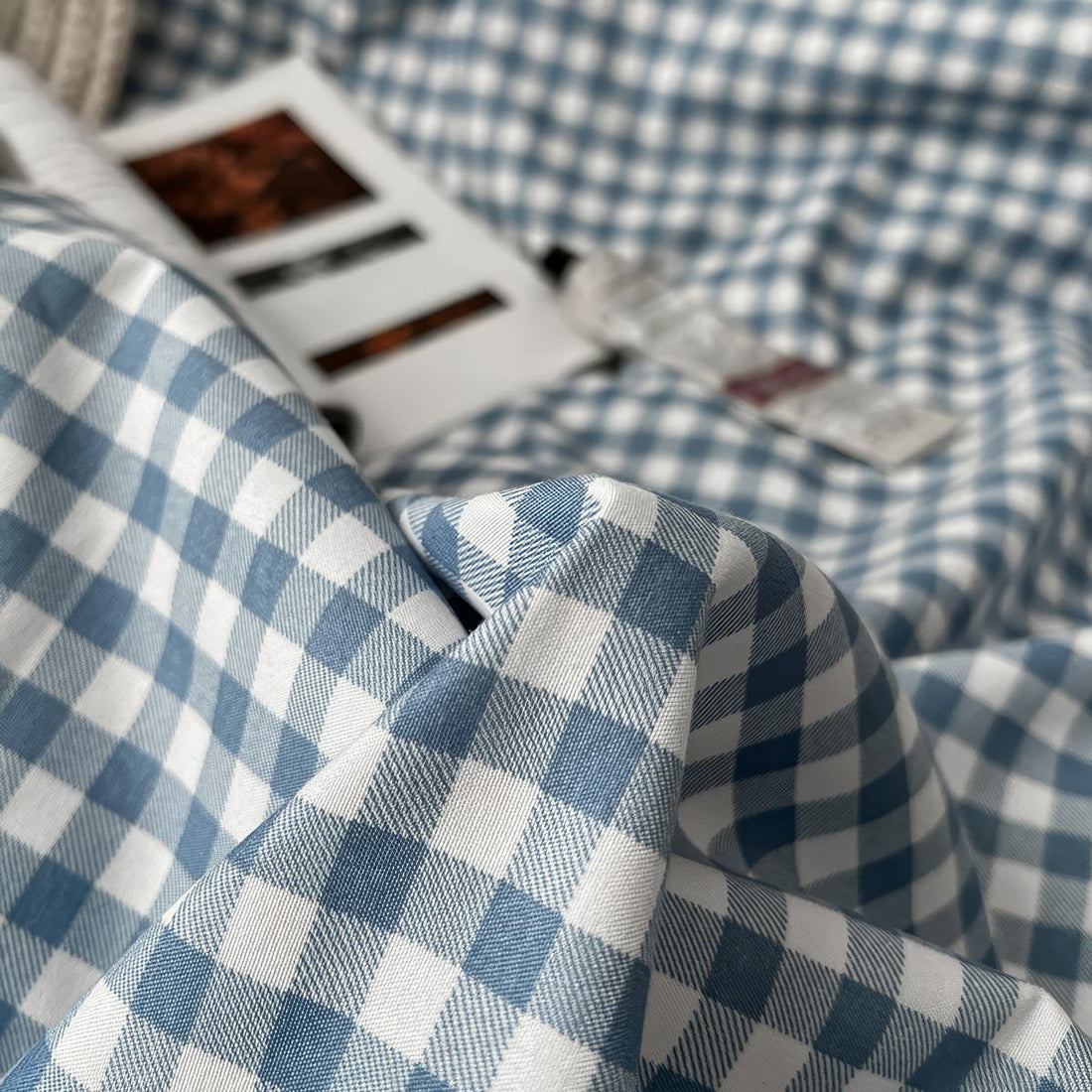 Zestaw pościeli w błękitny wzór gingham