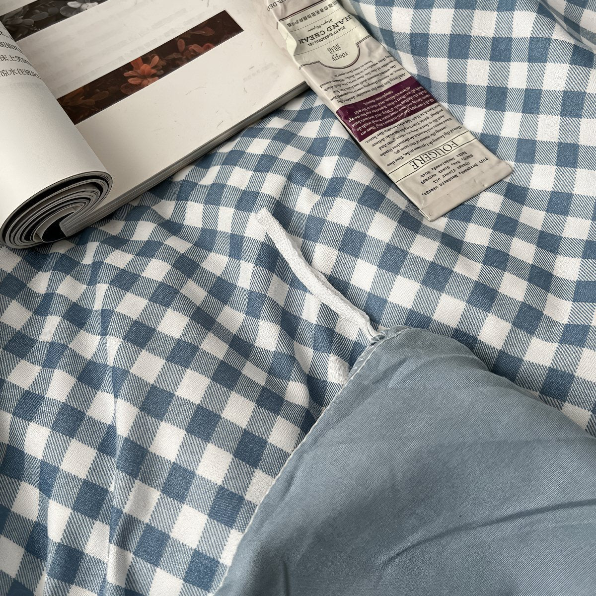 Zestaw pościeli w błękitny wzór gingham