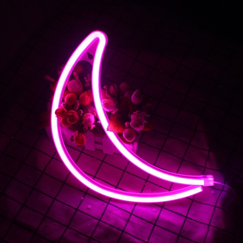 Neonowy napis Księżyc