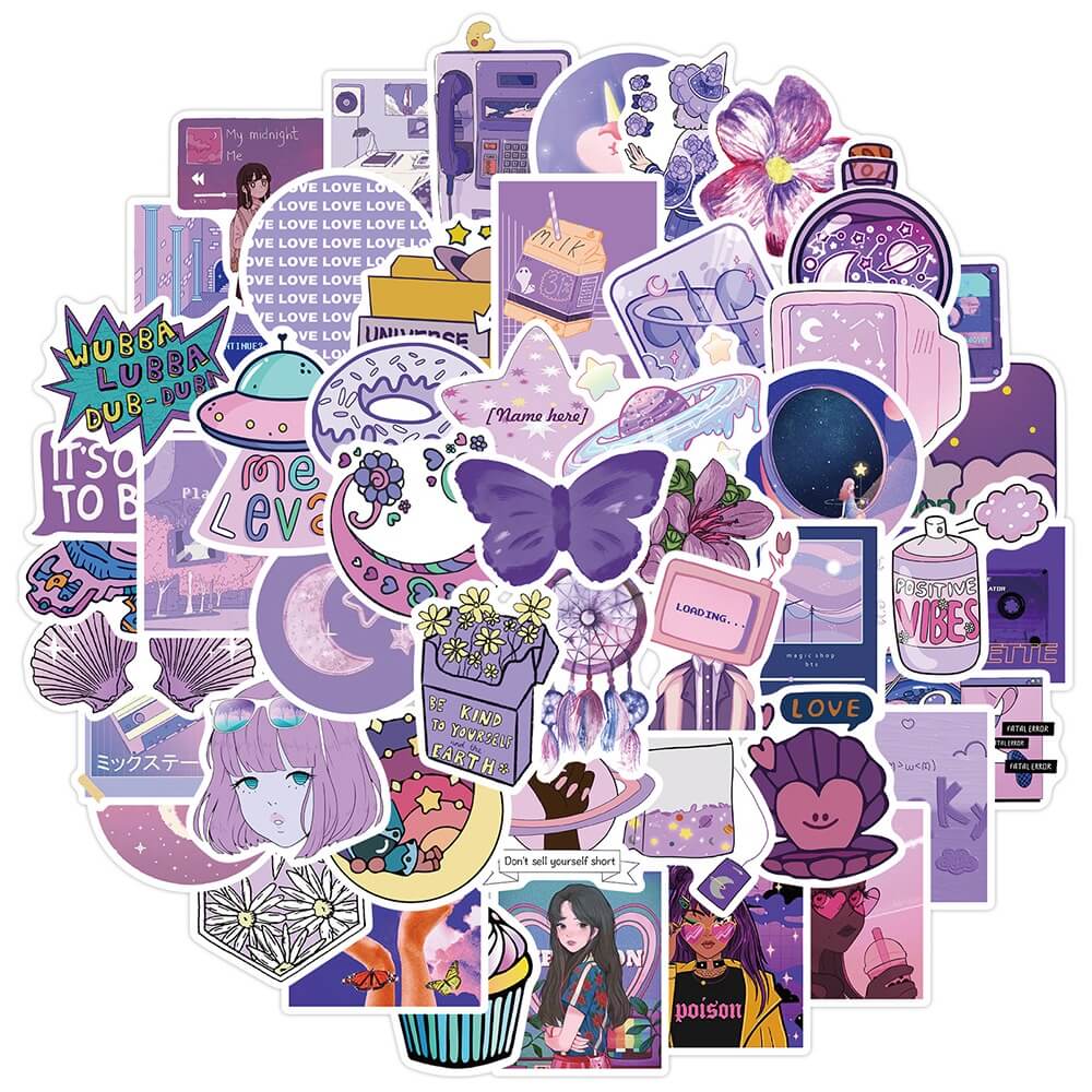 Zestaw Naklewek w Stylu Violet Aesthetic Pastel