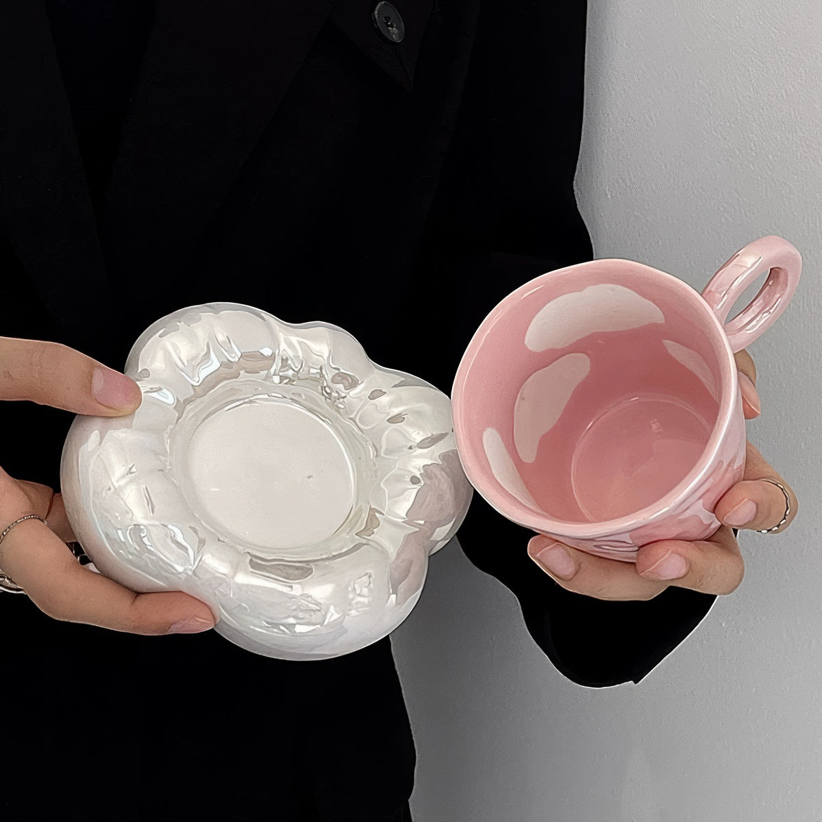 Komplet ceramicznych kubków do kawy Pink Cloud