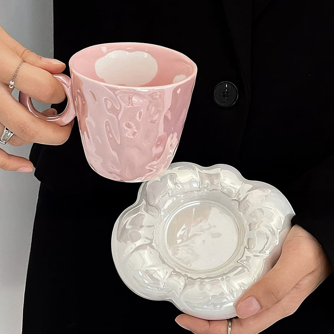 Komplet ceramicznych kubków do kawy Pink Cloud