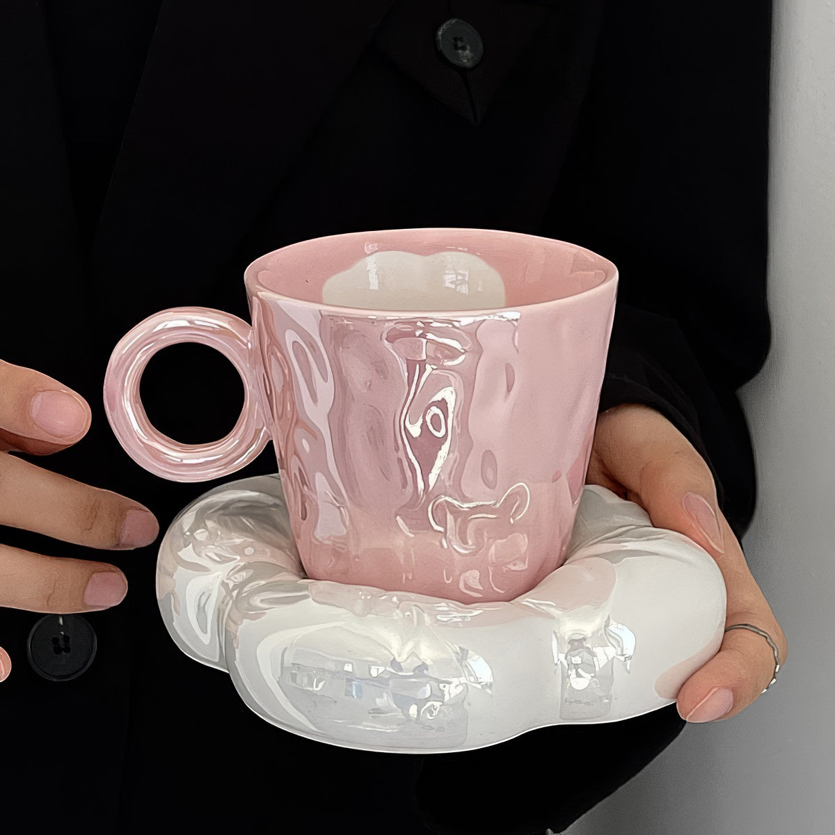 Komplet ceramicznych kubków do kawy Pink Cloud