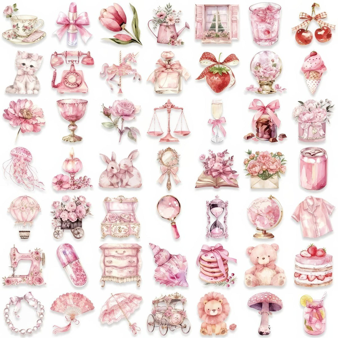 Zestaw naklejek w stylu Coquette Pink dla dziewczyn o estetyce
