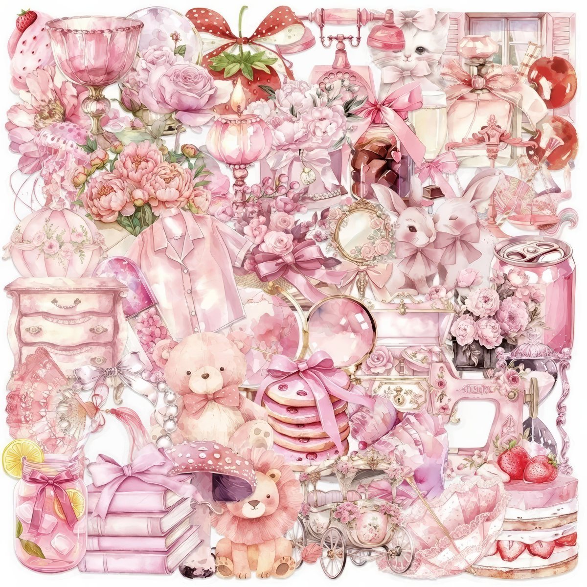 Zestaw naklejek w stylu Coquette Pink dla dziewczyn o estetyce