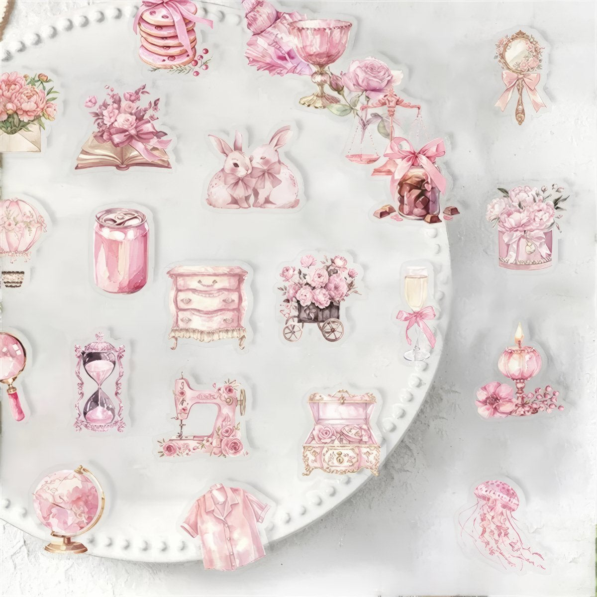 Zestaw naklejek w stylu Coquette Pink dla dziewczyn o estetyce