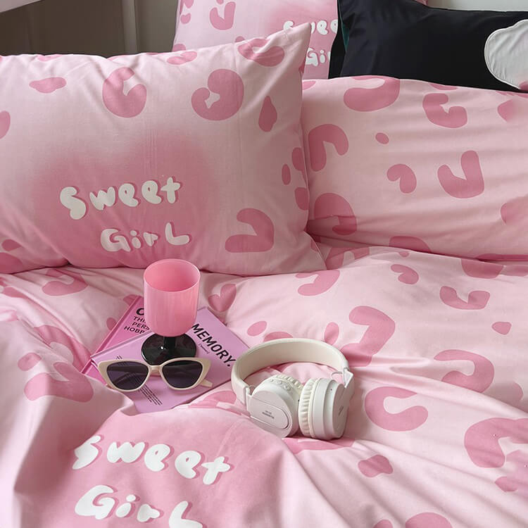 Zestaw pościeli Pink Leopard Print Sweet Girl