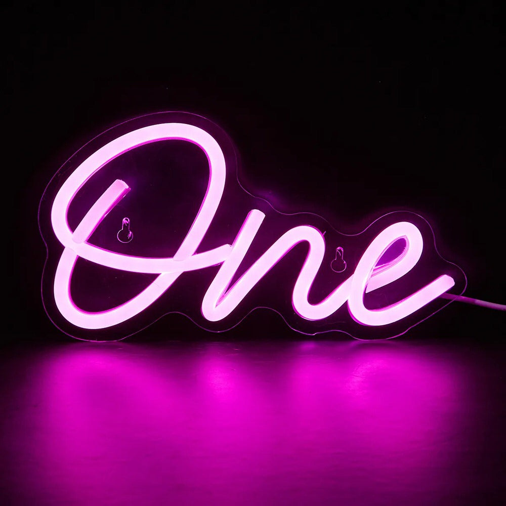 Różowy Neonowa lampa ścienna LED "One