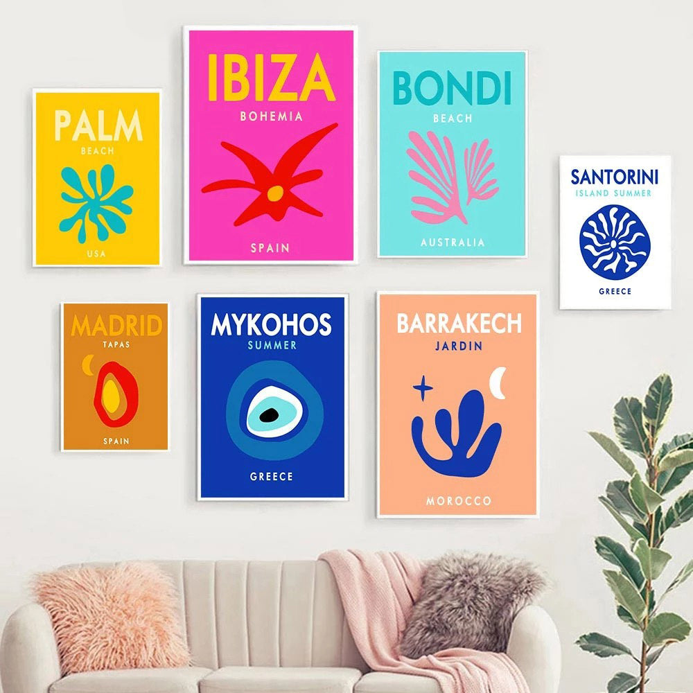 Plakaty z miastami Preppy Bright Canvas