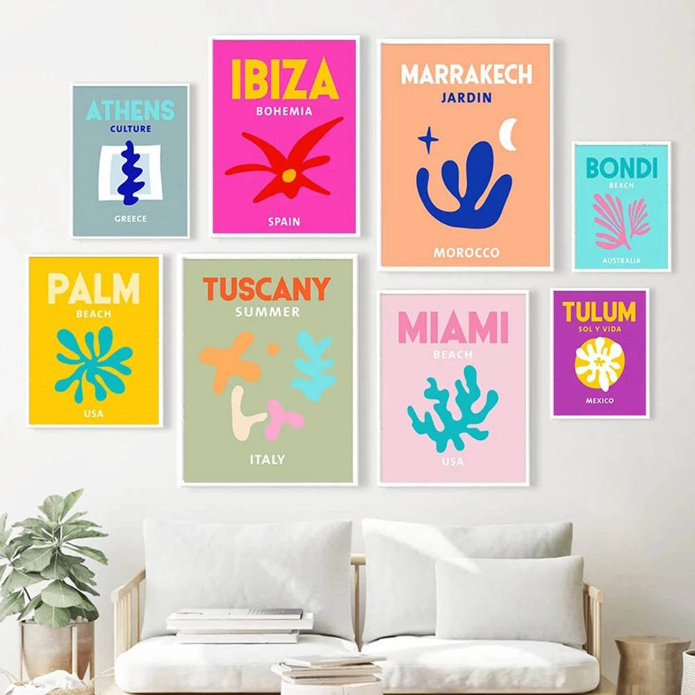 Plakaty z miastami Preppy Bright Canvas