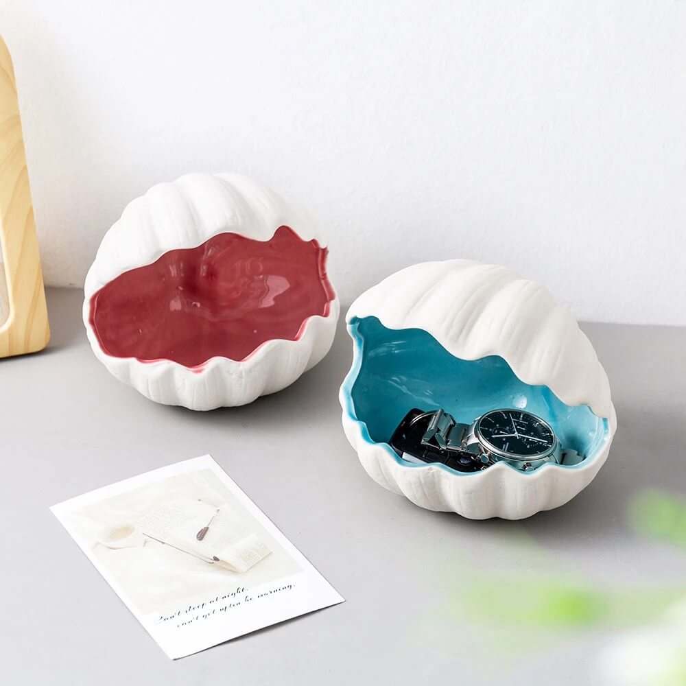 Ceramiczna taca na biżuterię w kształcie muszli