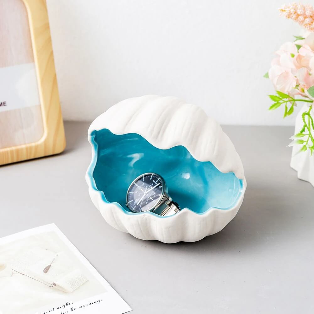 Ceramiczna taca na biżuterię w kształcie muszli