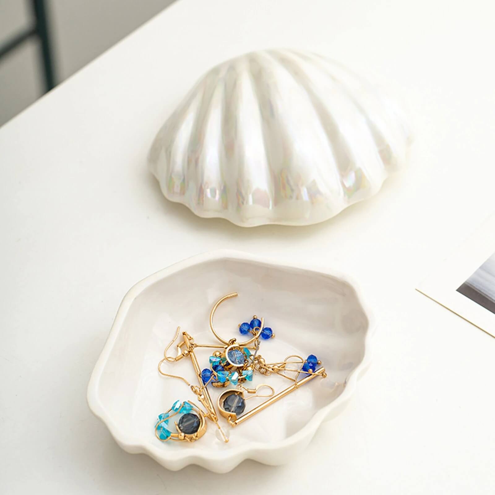 Ceramiczna Pokrywa na Biżuterię w Kształcie Muszli