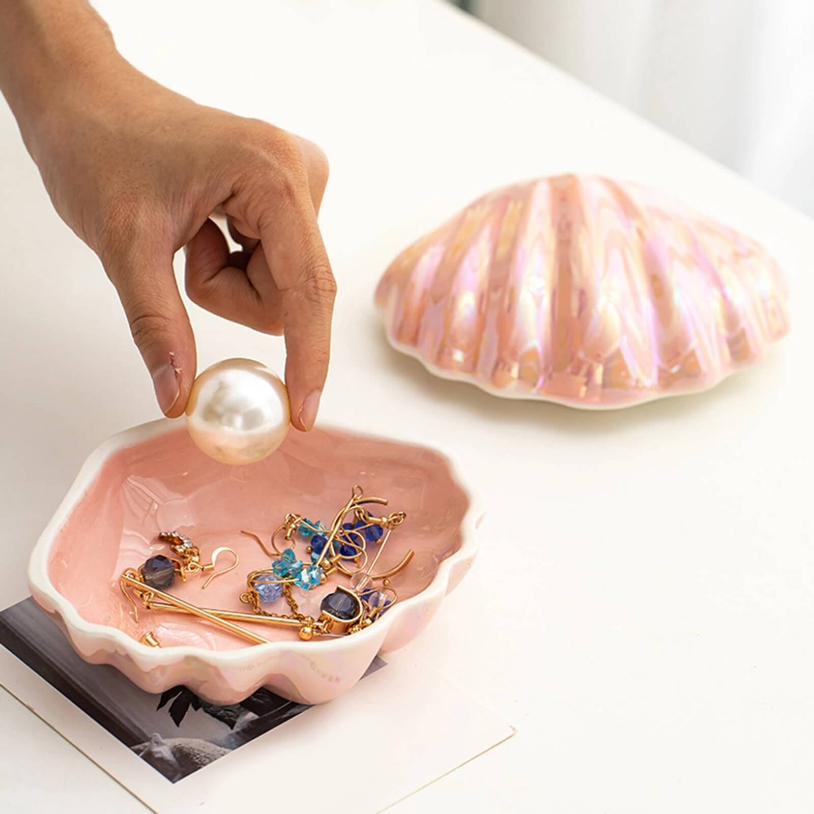 Ceramiczna Pokrywa na Biżuterię w Kształcie Muszli