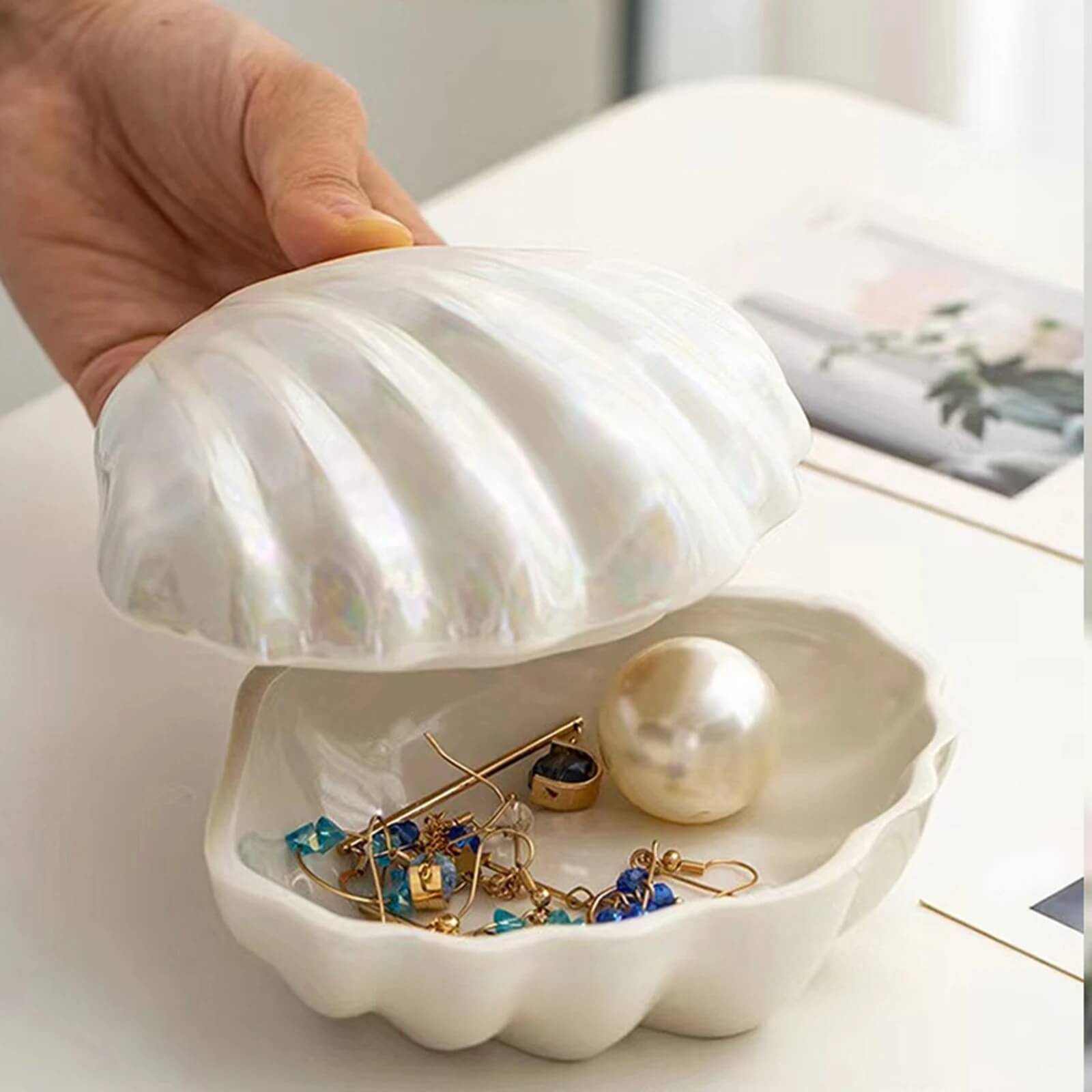 Ceramiczna Pokrywa na Biżuterię w Kształcie Muszli