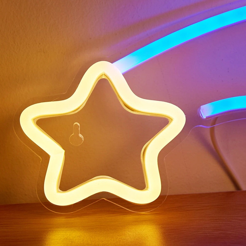 Neonowy napis na ścianę z LED z motywem spadającej gwiazdy