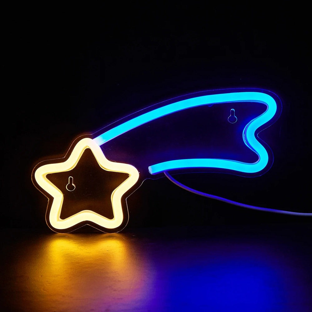Neonowy napis na ścianę z LED z motywem spadającej gwiazdy