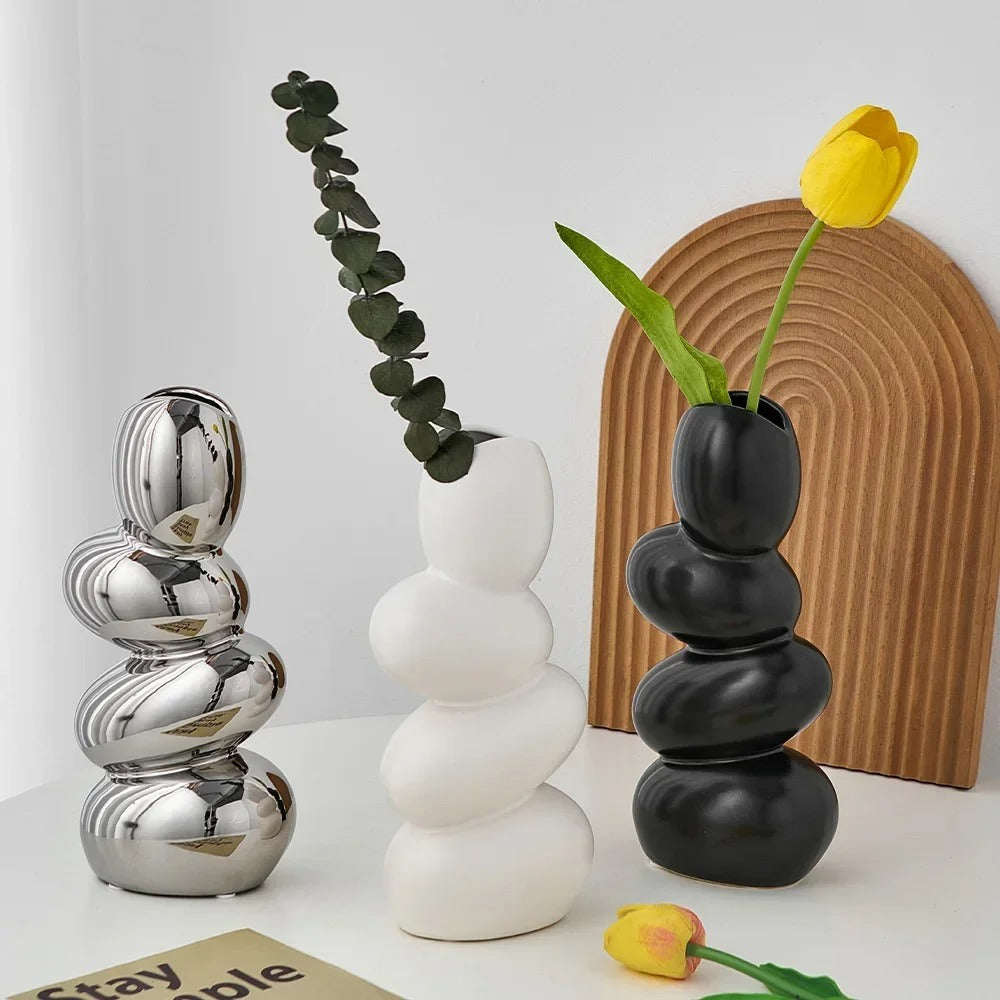 Stojąca kamienna nowoczesna ceramiczna waza