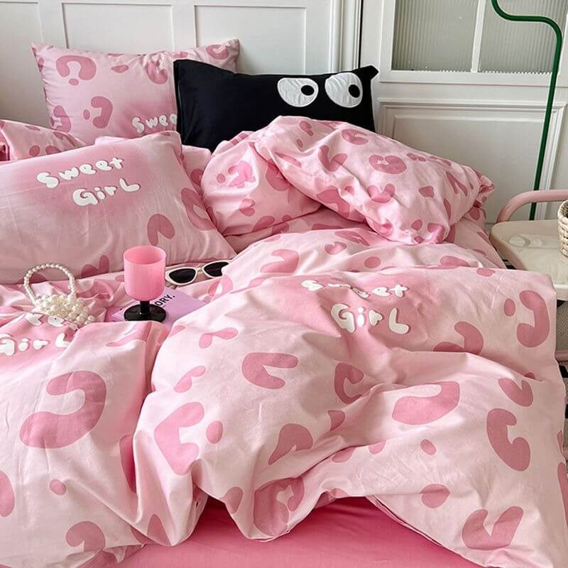 Zestaw pościeli Pink Leopard Print Sweet Girl