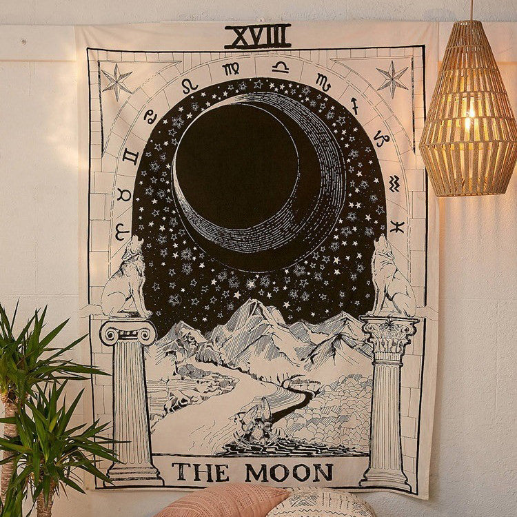 Jedwabna, monochromatyczna makatka Tarot "Księżyc