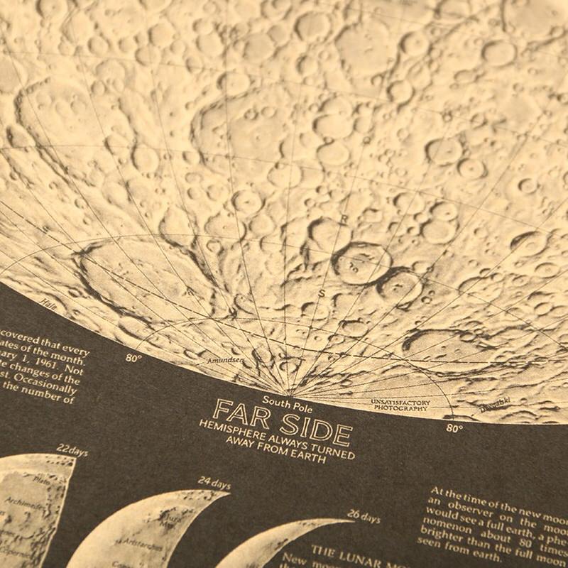Plakat z atlasem księżycowym vintage na papierze kraft