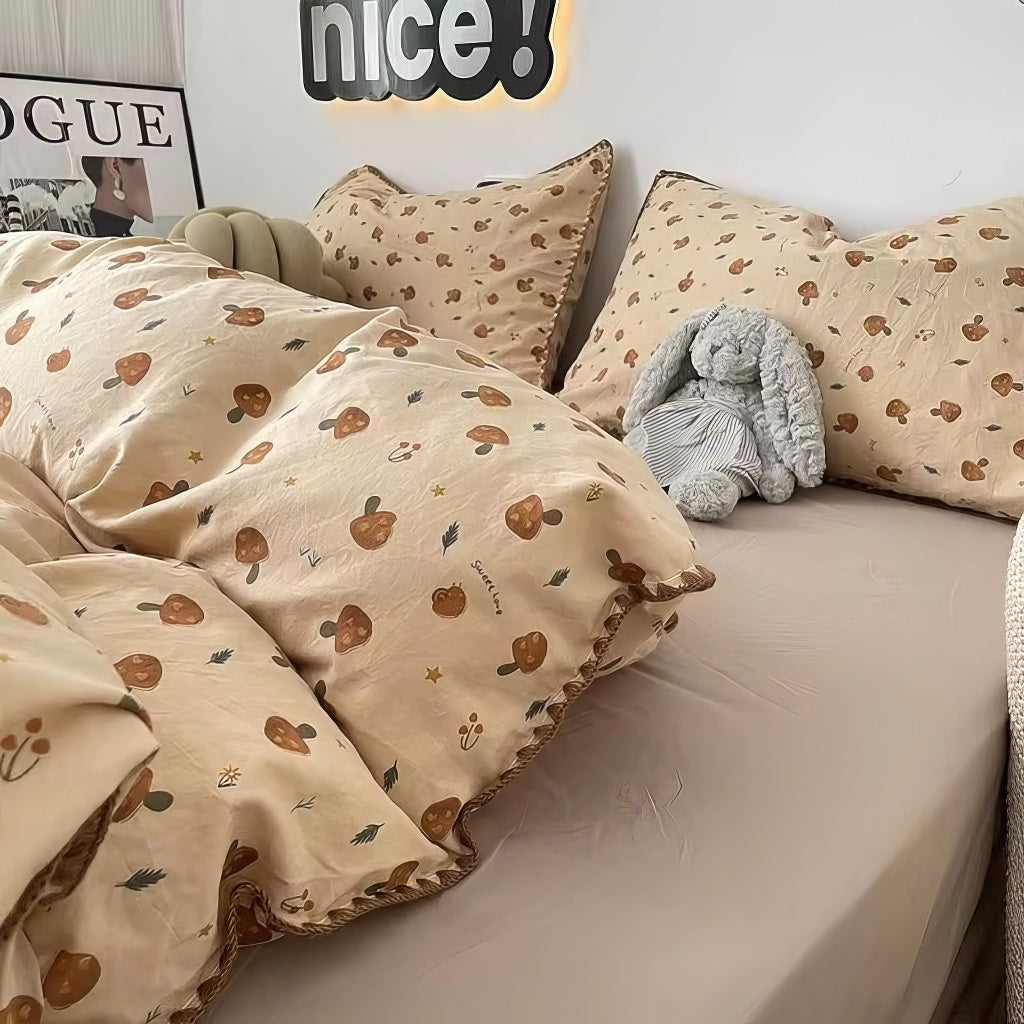 Zestaw Pościeli z Leśnymi Grzybami na Jesień w Stylu Vintage