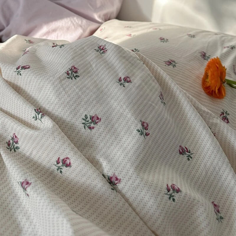 Zestaw Pościeli w Stylu Vintage Grandmacore z Kwiatowym Wzorem