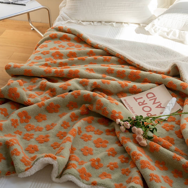 Vintageowe Chamomile Pluszowy Koc