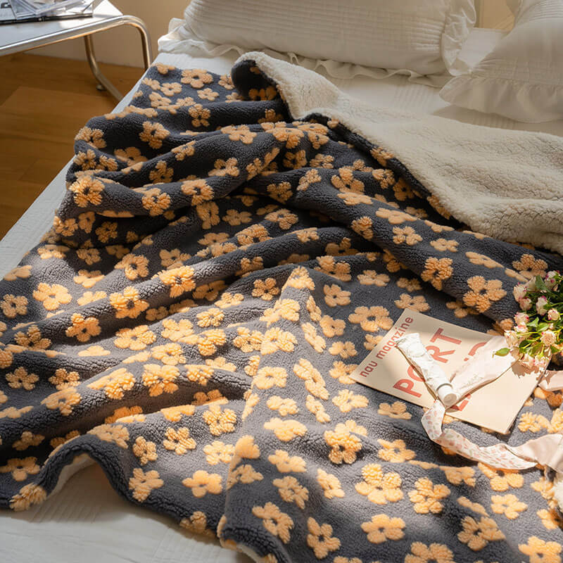 Vintageowe Chamomile Pluszowy Koc