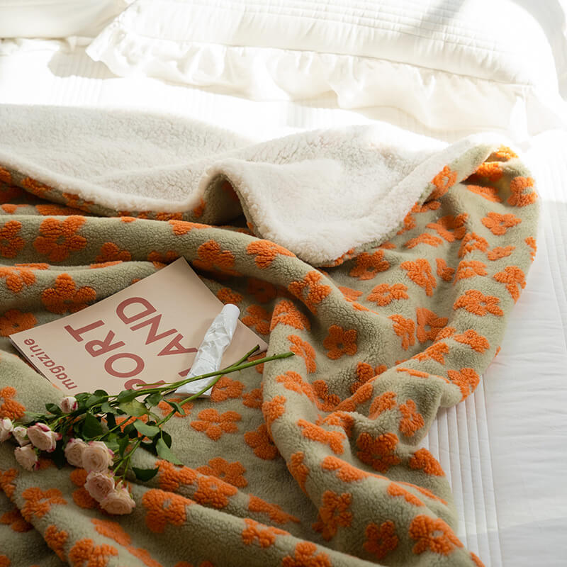 Vintageowe Chamomile Pluszowy Koc